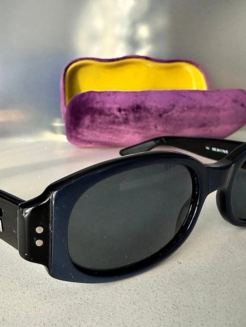 Authentic GUCCI Y2K aesthetic GG2417/S Oval Sunglasses navy with Case